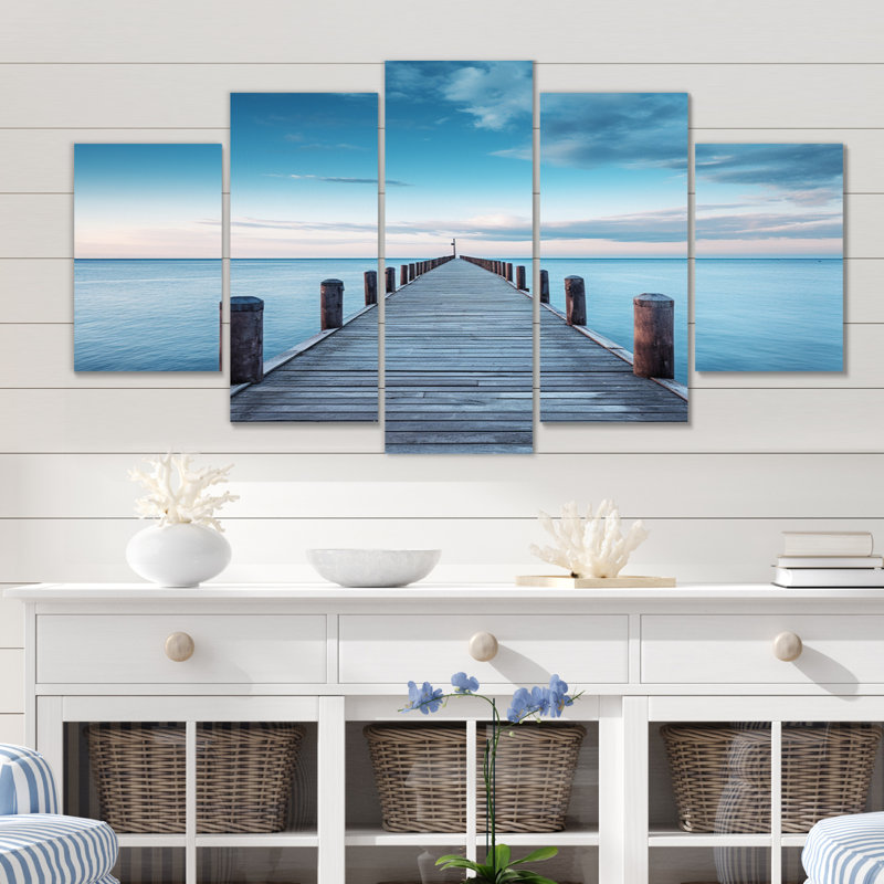 Pier To Infinity III - Coastal Pier Canvas Art Print - 5 Panels