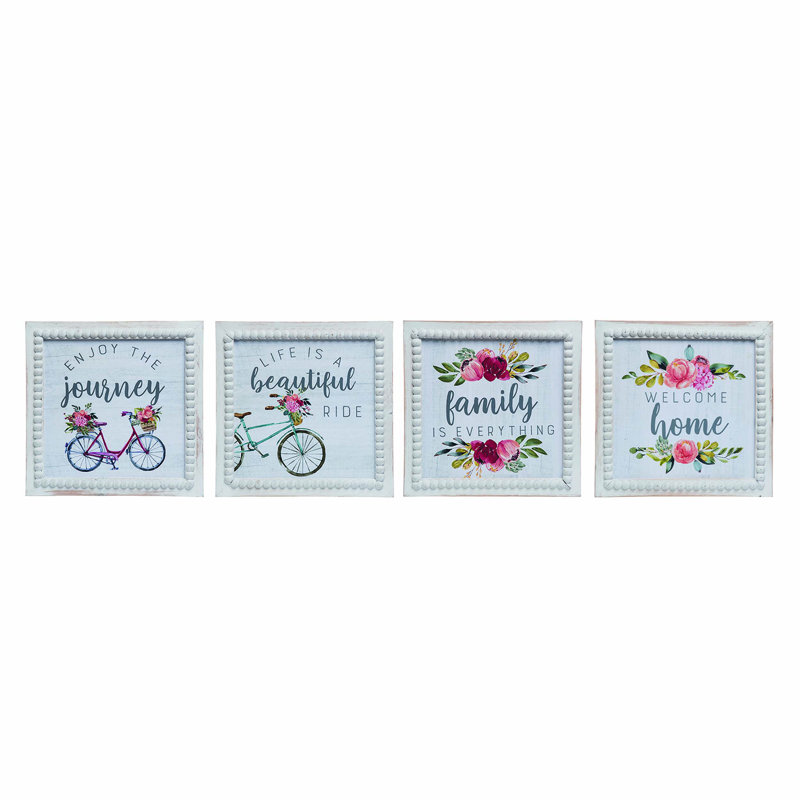  Wood Bead Framed Art Set of 4 Spring Home Decorations