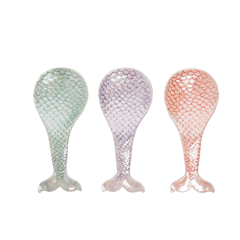  Ceramic Mermaid Tail Spoon Rest Set of 3 Spring Home Decorations