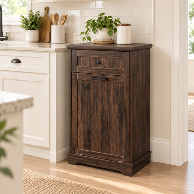 10 Gallon Tilt Out Trash Cabinet with Drawer and Pet Proof Design