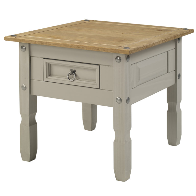 Aadhvik Solid Wood End Table with Storage, Gray Wash