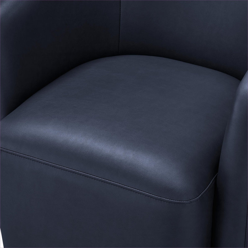 Fauteuil d'appoint pivotant en similicuir compact moderne à 1 place avec finition bleue pour les petits espaces de vie, Bleu