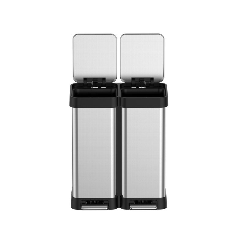 Poubelle de recyclage multi-compartiments en acier 16 gallons
