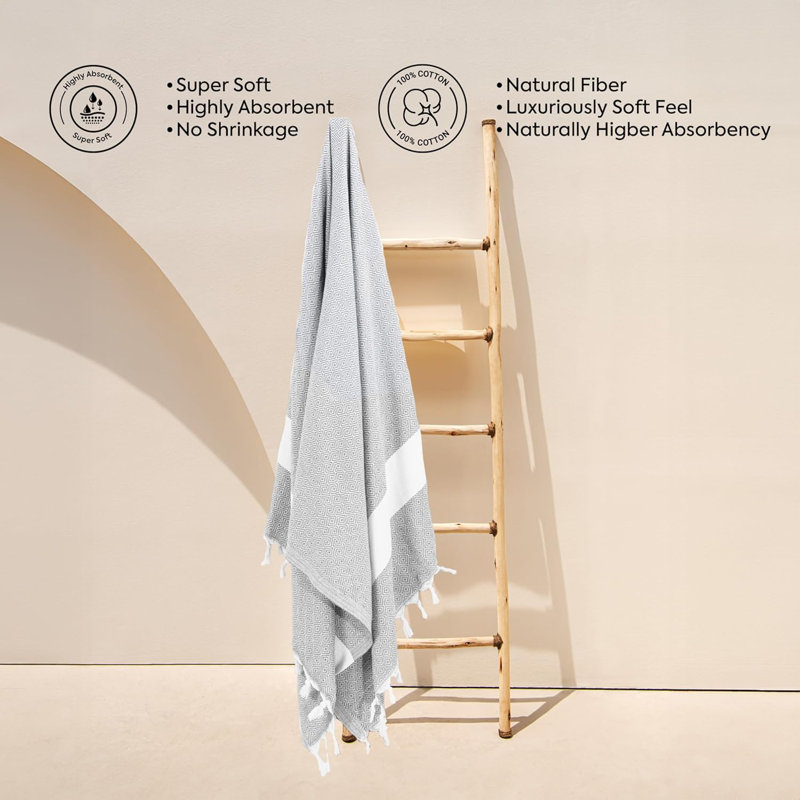 Serviette de plage Diamond en coton peshtemal - 100 x 180 cm, serviette de plage Hammam légère, à séchage rapide, à haute capacité d'absorption, douce et respirante, utilisation polyvalente (1)