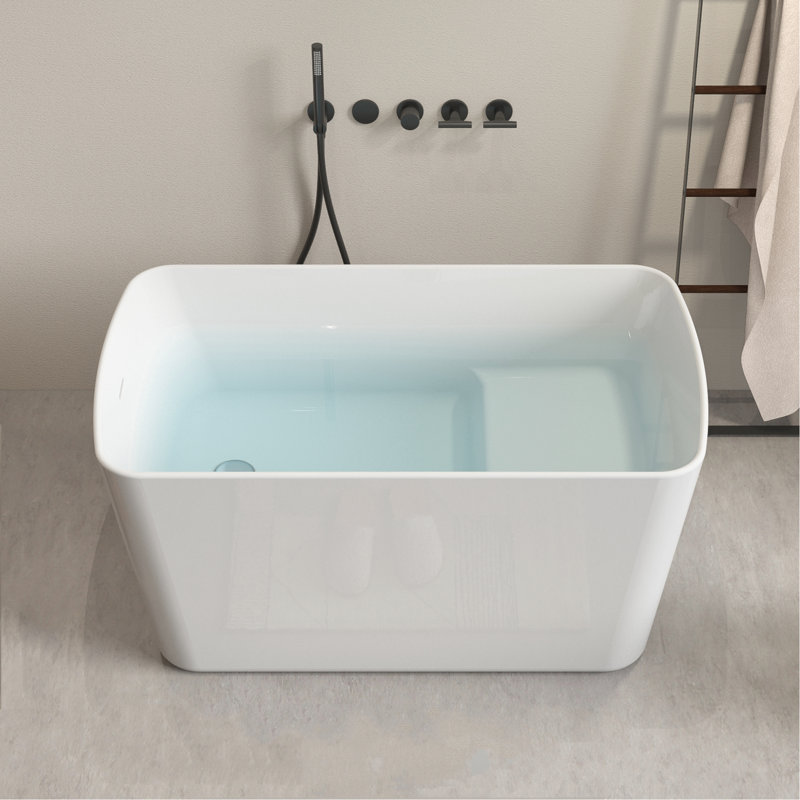 Baignoire en acrylique d'inspiration japonaise 49 po - blanc brillant. Carré, conception encastrée, trop-plein et bonde. 23Amazing-49 Baignoire carrée confortable, trop-plein.