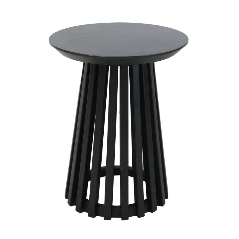 Bayram Solid Wood Pedestal End Table, Black
