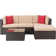 Ensemble de conversation modulaire en rotin 5 pièces avec canapé, coussins, coussins et table en verre