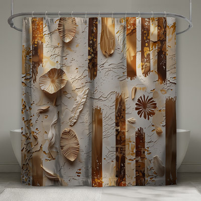 Textured Botanical Abstract Shower Curtains Extra Long