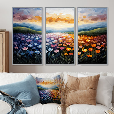 Abstrait paysages 4 saisons paysage - ensemble de 3 paysages d'art mural