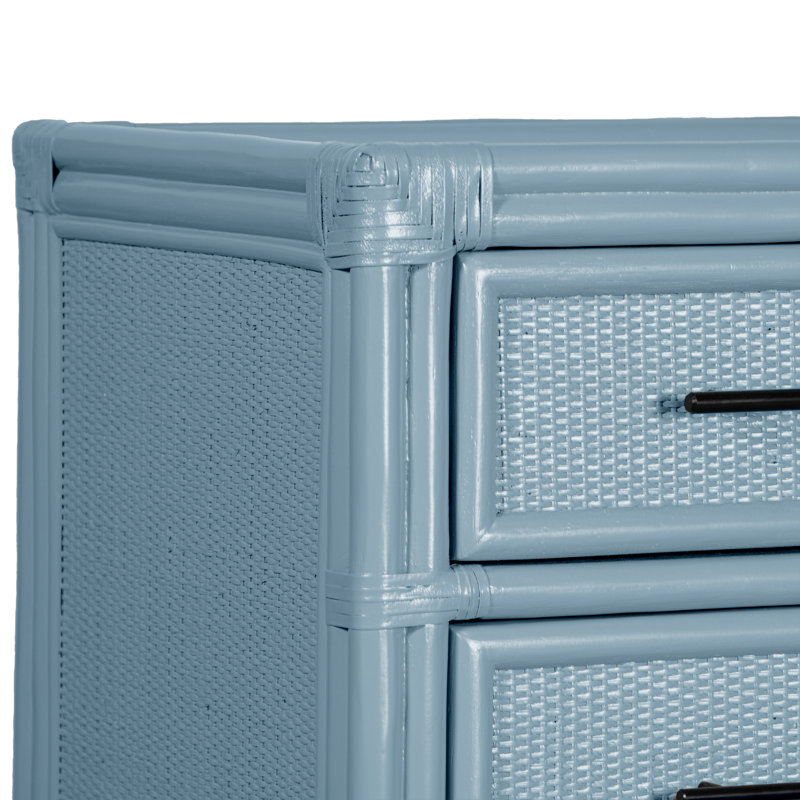 Aruba 36'' W Rattan Nightstand, Pool Blue
