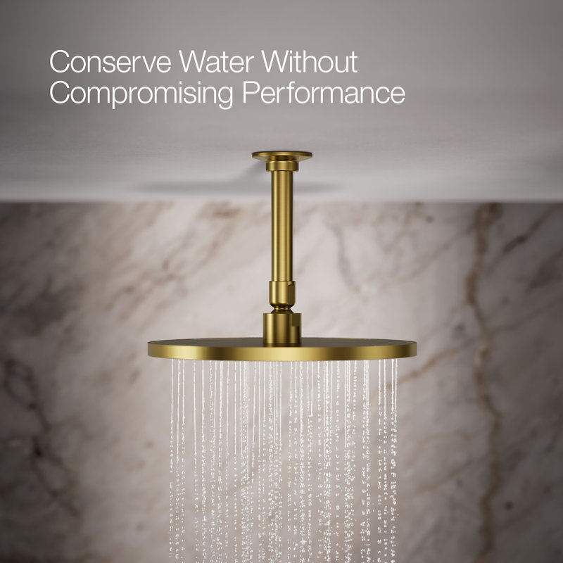 Contemporary Multi Function Rain Shower Head, Square, 1.75 GPM, Vibrant Brushed Moderne Brass