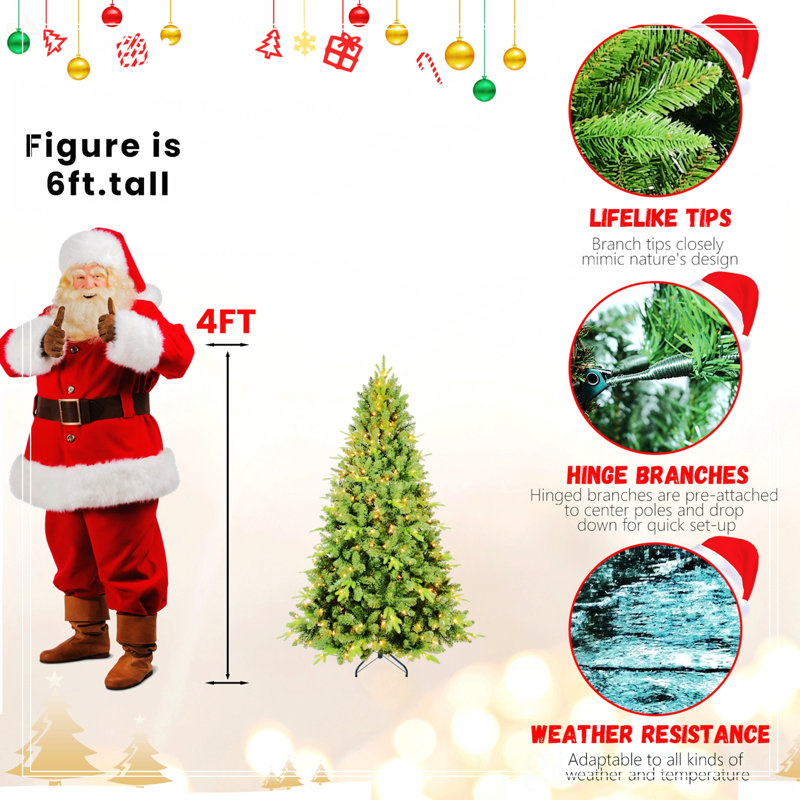 4FT Pre-Lit Christmas Tree, Warm White, Pre-Lit