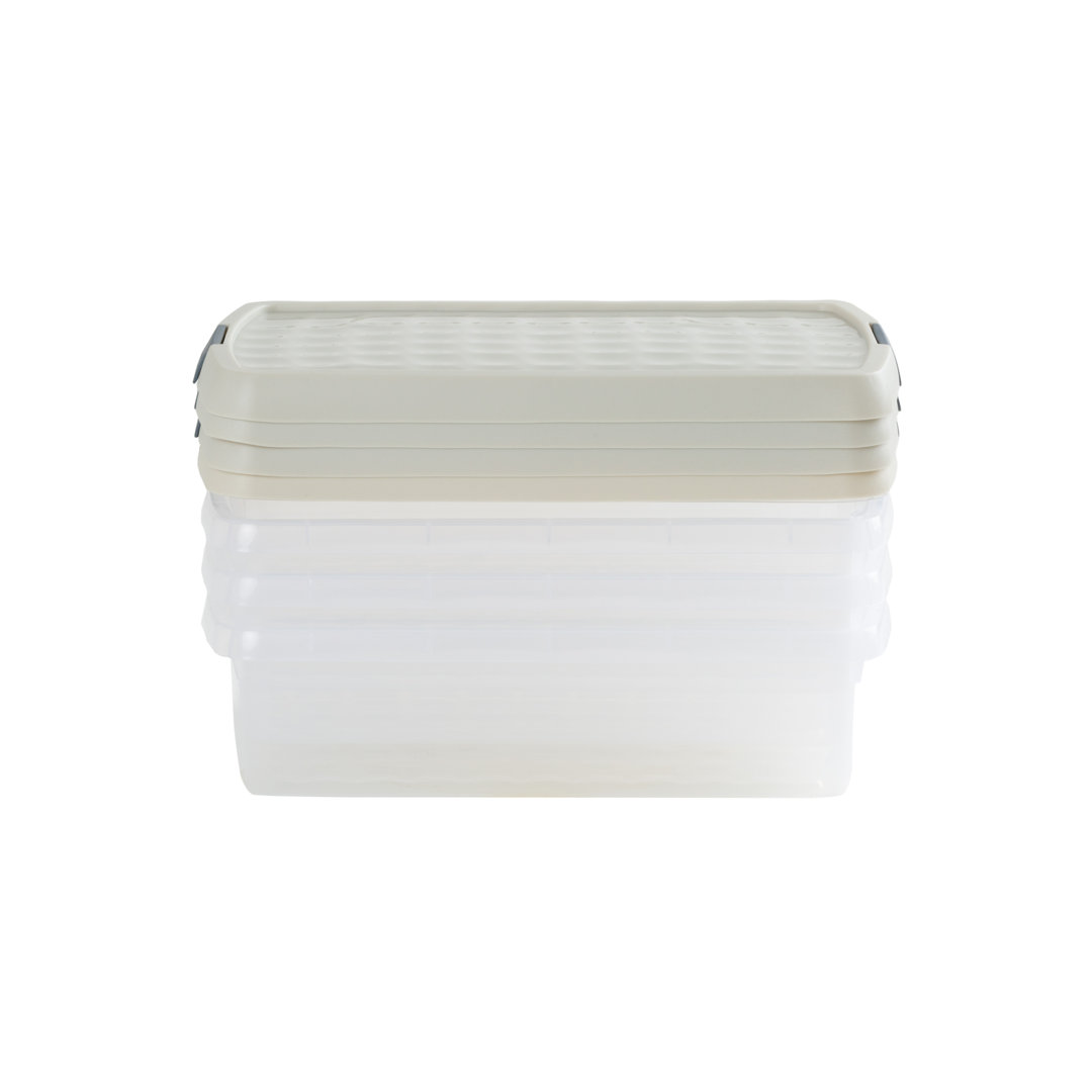 B&Q -  Clip 4 X 7L Rectangular Plastic Storage Boxes With Clip Lock Lids. Ideal For HomeOfficeToys & MoreClear/stone - Image 4