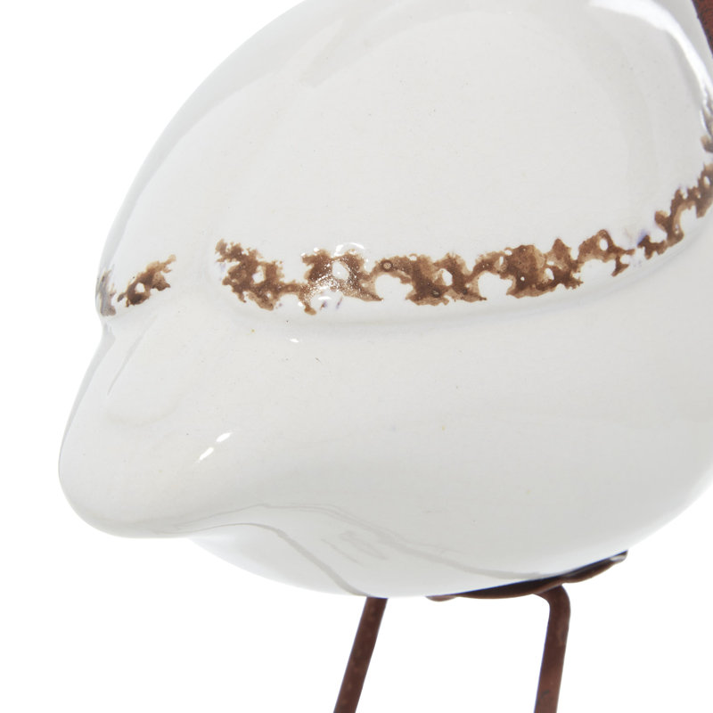 White Ceramic Bird Decorative Sculpture, Set of 3, White
