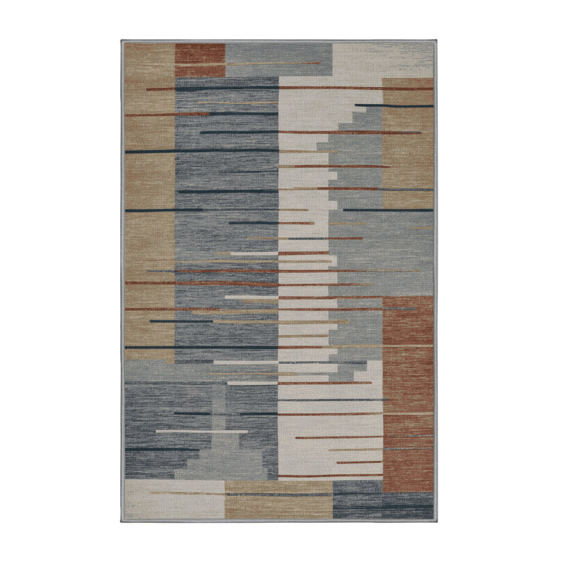 Machine Washable Turkish Gray Area Rug, Rectangle 4' x 6'