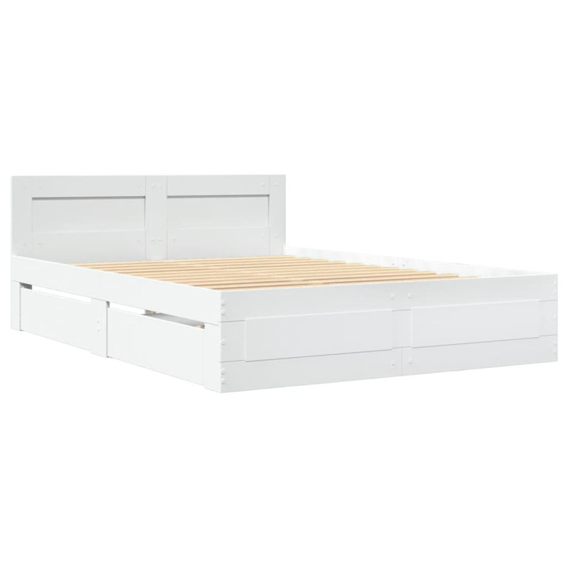 Krimhilde Storage Bed, 69cm H x 203cm W x 123cm D, White