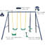 Balançoire en métal avec glissière pour jeunes, structure en A robuste, instructions d'assemblage faciles à suivre, sièges en U sécuritaires et confortables, conception météo, 4 balançoires de style banc, bleu, 112,97 po