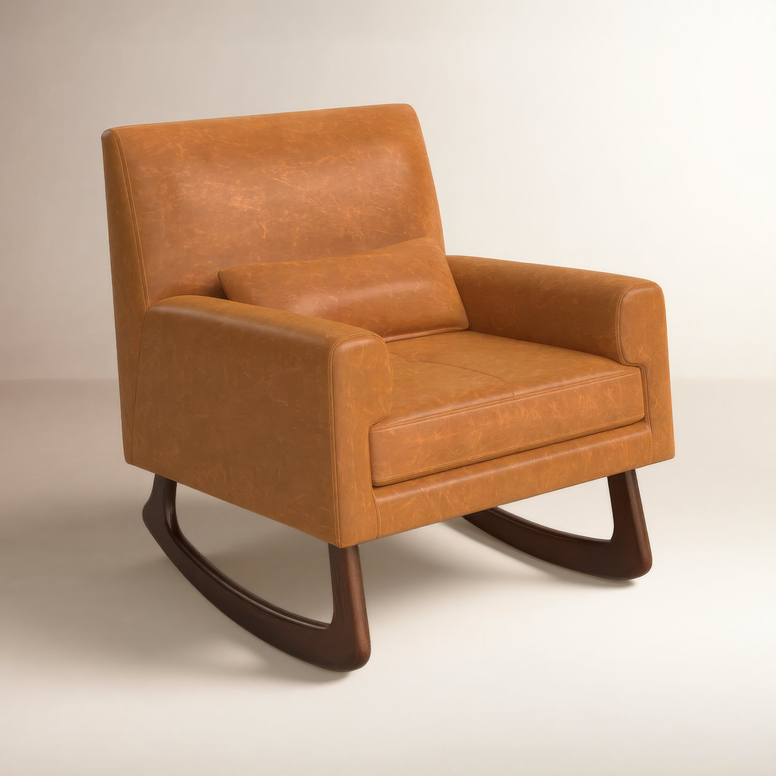 Sleepytime Rocking Chair, Walnut, Tan Faux Leather
