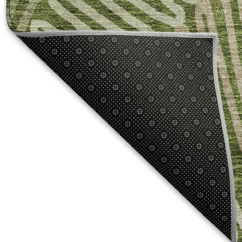 Tapis olive Prisco lavable à la machine de qualité supérieure, Tapis de couloir 2 pi 3 po x 7 pi 6 po