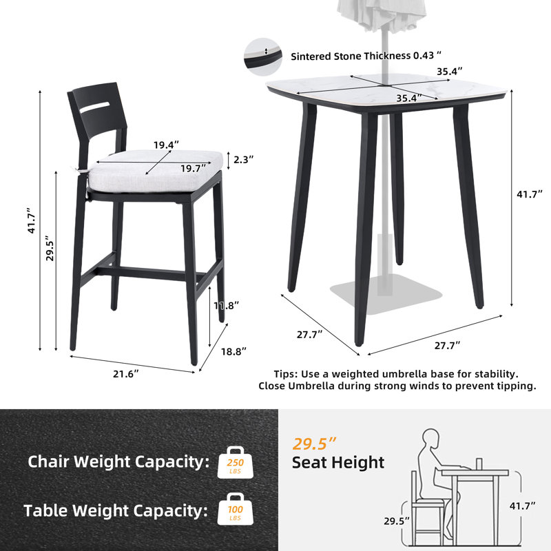 Modern 5PC Outdoor Patio Bar Set