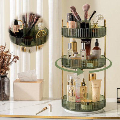Organisateur de maquillage rotatif à 360 degrés pour meuble-lavabo - Rangement pour cosmétiques haute capacité