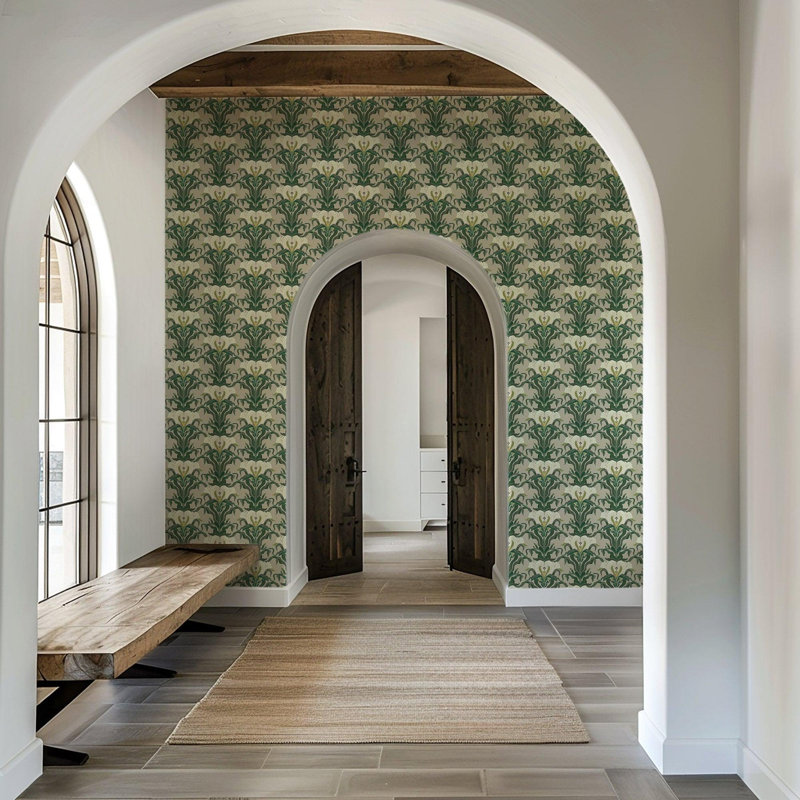 Mirrored Flower - Botanical Wallpaper, Leaf & Linen, Peel & Stick