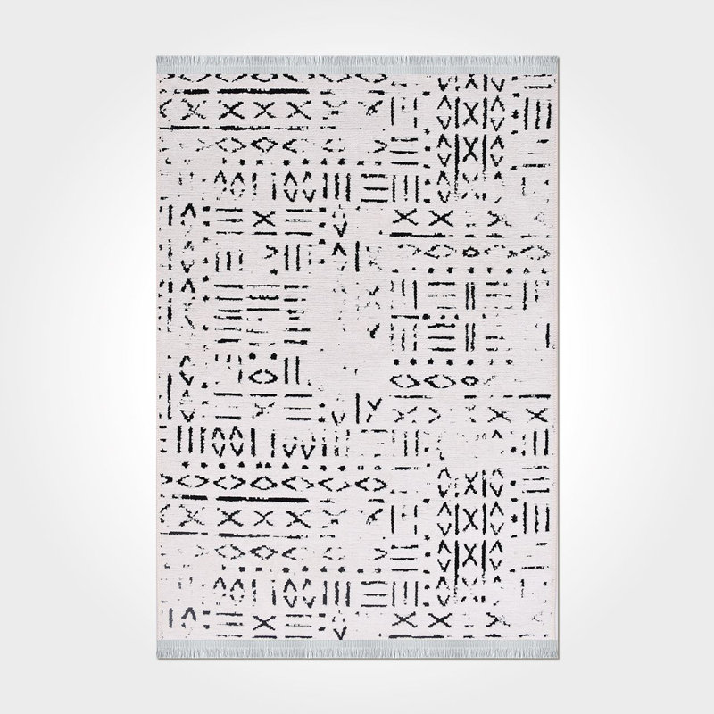Modern/Abstract Gray Machine Washable Non-Slip Area Rug, Rectangle 6'6" x 9'9"
