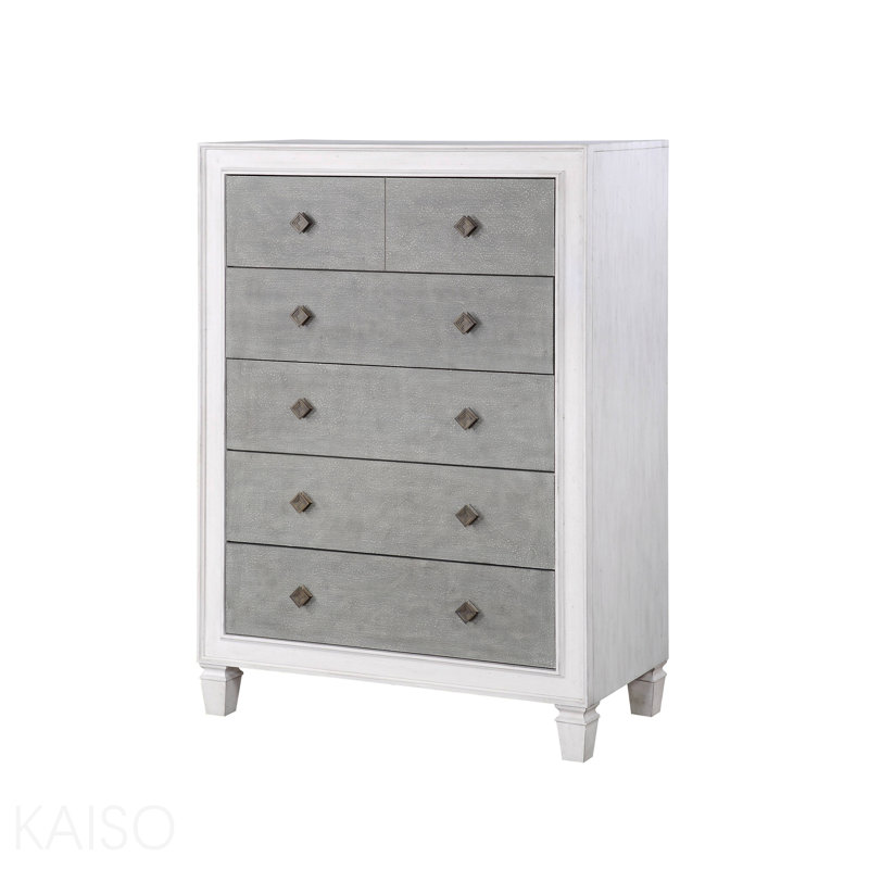 Commode rustique gris et blanc vieilli