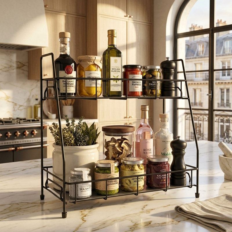 2-Tier Metal Countertop Organizer for Kitchen & Bathroom