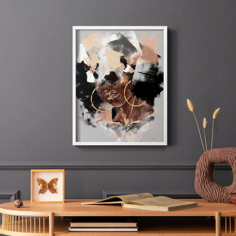 Reproduction encadrée Afro Pop - bois massif, H 28 po x l 22 po, Blanc