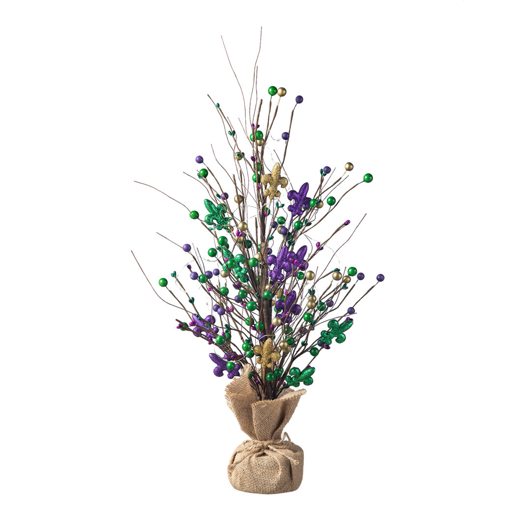 21"H Lighted Mardi Gras Fleur-De-Lis & Berry Table Tree The Holiday Aisle®