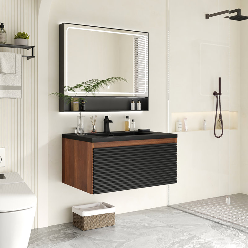Wall-Mounted Single Bathroom Vanity Base Only, 27.21"
