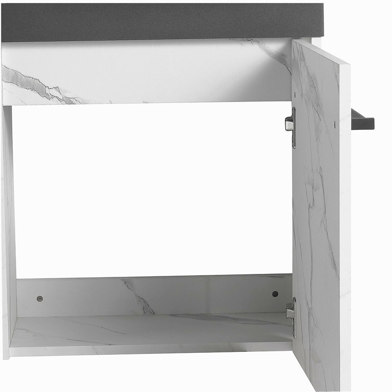 Meuble-lavabo mural flottant de 20 po avec lavabo en résine et porte d'armoire à fermeture en douceur
