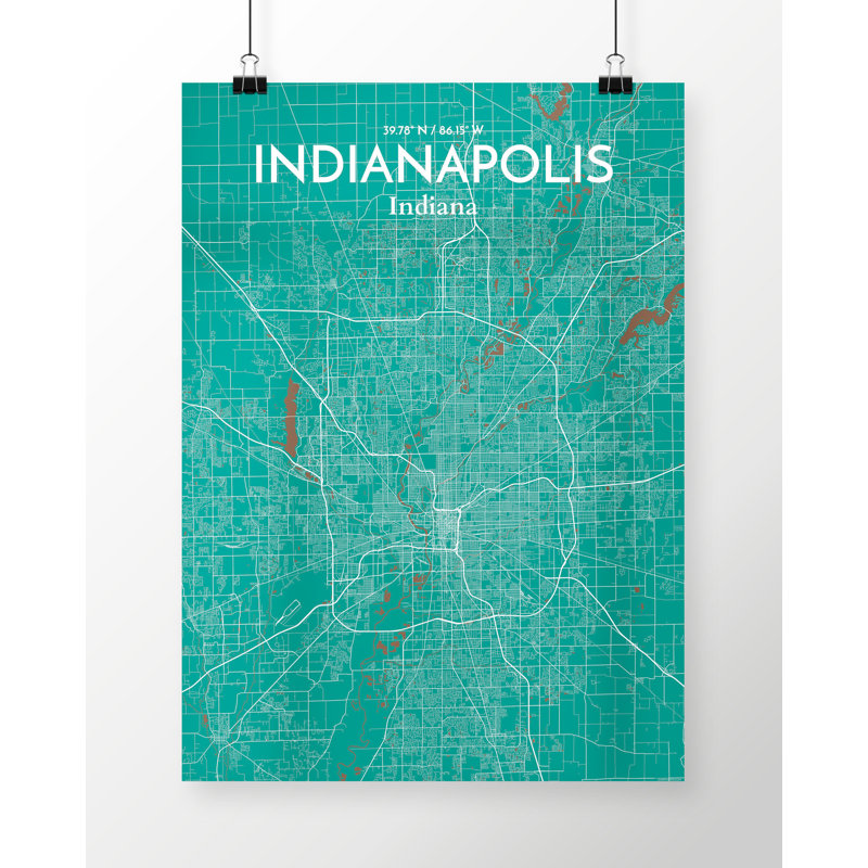 Indianapolis City Map - No Frame Print, 91.4cm H x 61cm W x 0.13cm D