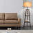 Asriel Tripod Floor Lamp with Rattan Linen Dual Lampshades & Remote Control
