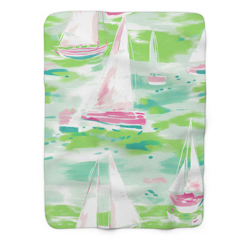 Aquarelle nautique - couverture sherpa de qualité supérieure 1 pièce, L 50 po x L 60 po