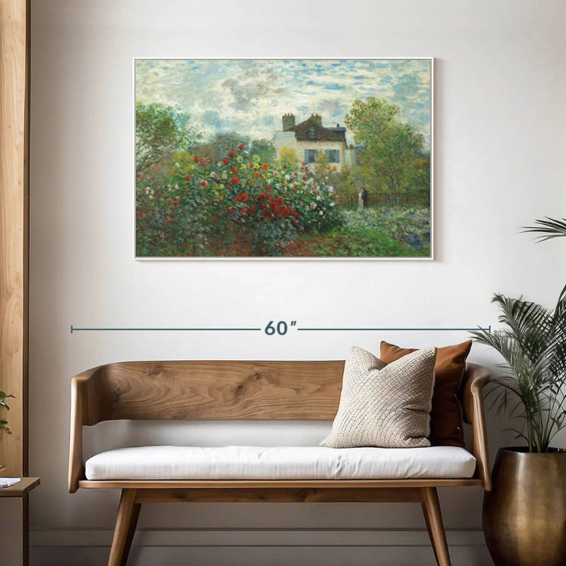 Le jardin de Monet à Argenteuil, 1873, Cadre flottant blanc, 43 po x 29 po