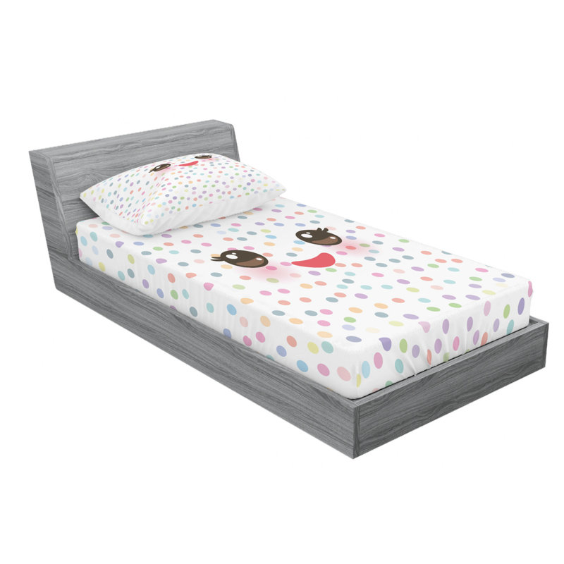 Microfiber Polka Dots Sheet Set, Twin XL Sheet Set with Fitted Sheet