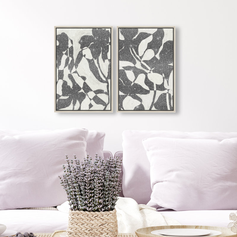 Contrast Nature Set Canvas Abstract Print by Oliver Gal, Black Frame, 10 x 15, 92"H x 62"W, Silver Floater Frame