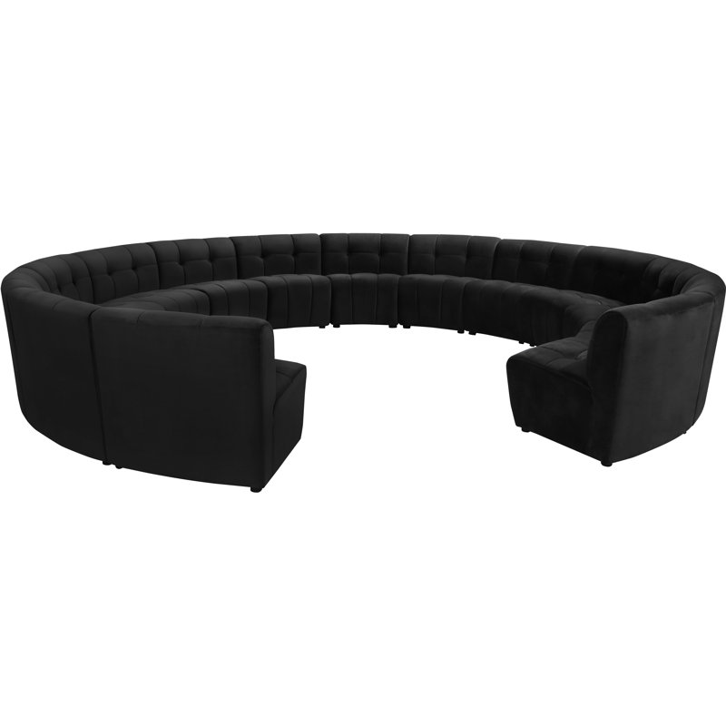 Jedson Velvet Sectional Symmetrical, Black Velvet