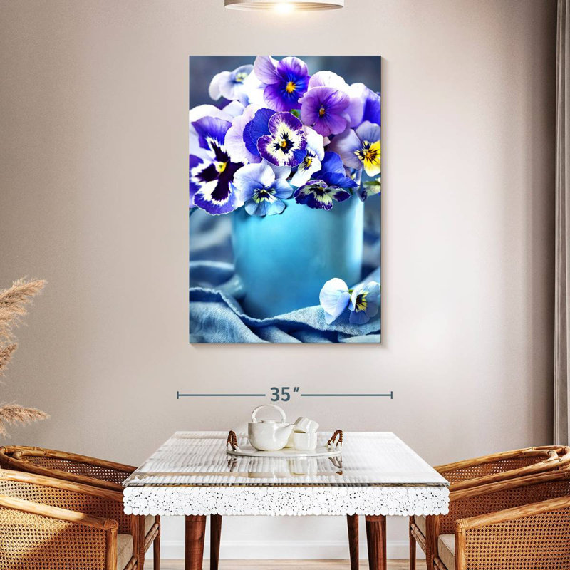 Harnek Pansies In A Vase, H 48 po x l 32 po