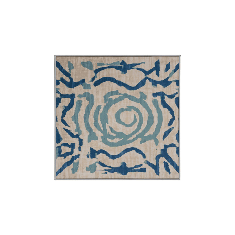 Machine Washable Gray Area Rug, Square 4'