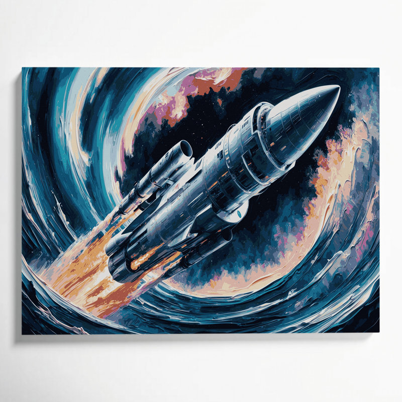 Art mural sur toile bleu Space SpaceX Starship concepts