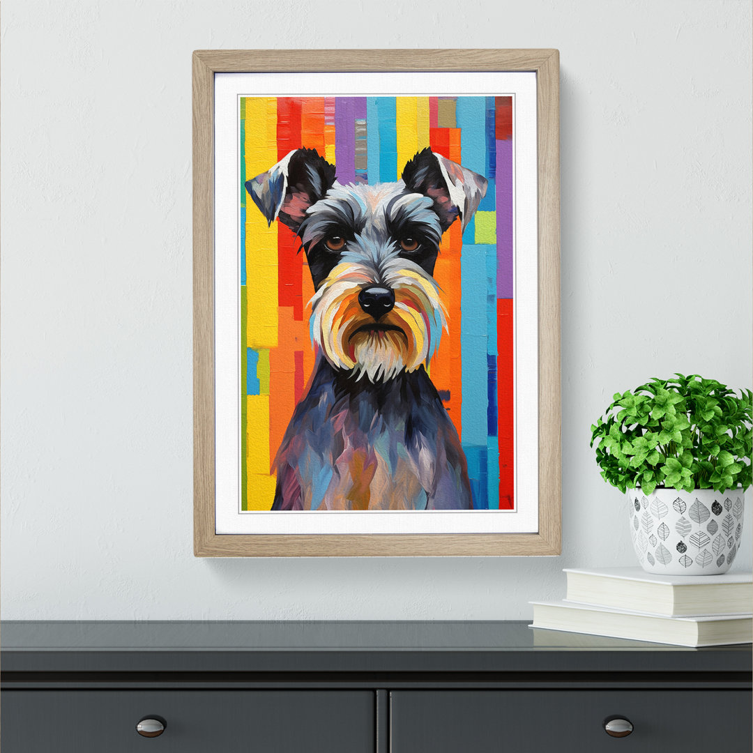 Schnauzer Colour Field - Picture Frame Rectangle Print on Wood