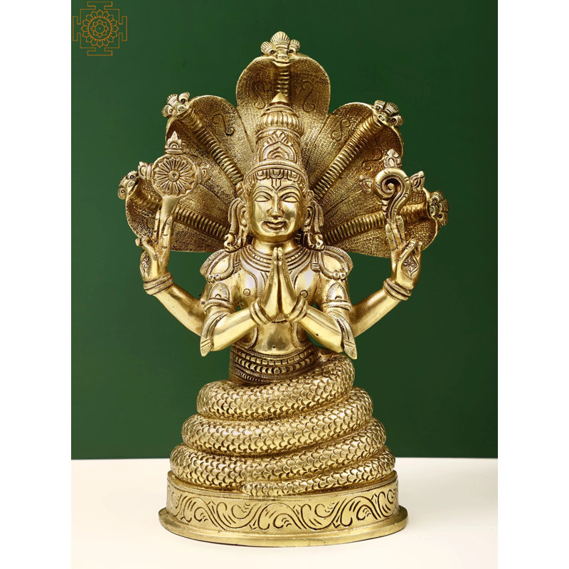 12" Brass Patanjali Idol – Handcrafted Yoga Founder Sage Statue for Studio & Meditation Decor