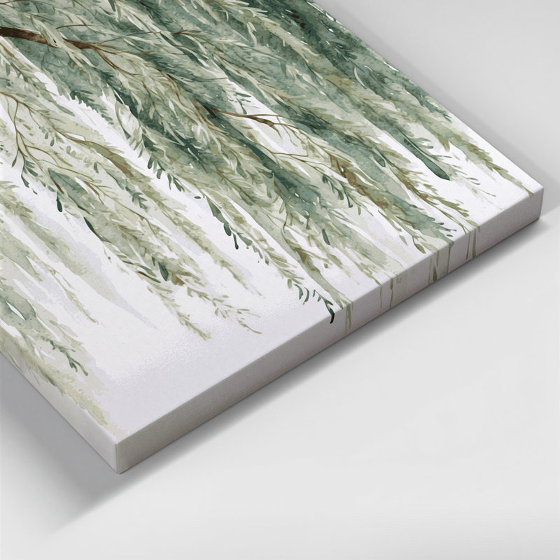 "Watercolor Botanical 86", art mural sur toile verte, H 12 po x l 18 po