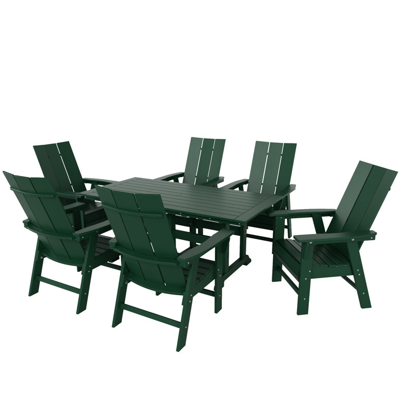 Joubert 6 - Person Patio Dining Set with Rectangular Table, Dark Green
