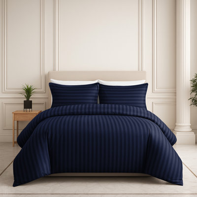 Microfiber Striped Duvet Cover Set with Pillowcases Included
