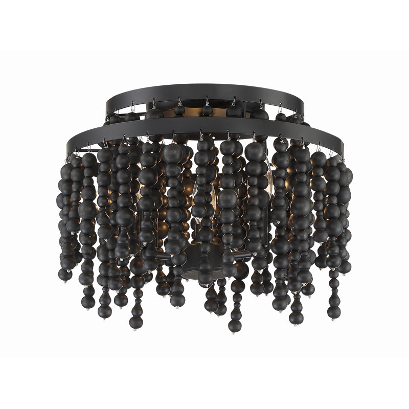 Plafonnier semi-encastré 14,96 po à 3 lumières Marli, Noir