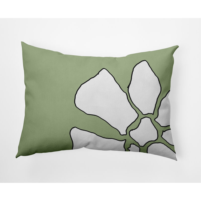 Housse et insert de coussin rectangulaire d'extérieur Petal Lines, Vert